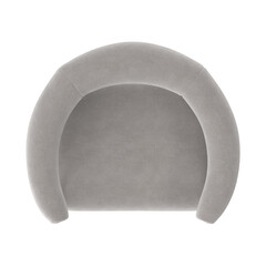 Modern Light Grey Fabric Armchair, Rounded Cylindrical Design, Top View 3D Render