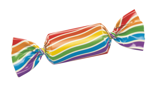 Colorful rainbow wrapped candy isolated
