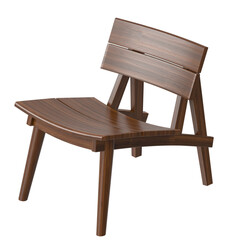 Modern Solid Wood Lounge Chair, Slatted Back, Angled Perspective 3D Render, Contemporary