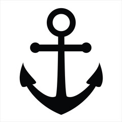 ship anchor icon silhouette Illustration design on white background