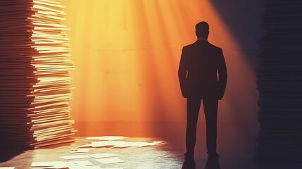 Honest taxpayer under sunlight, fraudster in shadow, symbolic concept