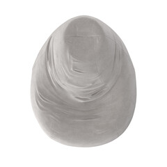 Modern Light Grey Fabric Bean Bag Chair, Top View 3D Render, Relaxed Seating