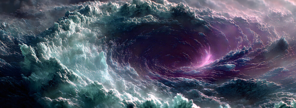 Mesopotamian Mythology・Tiamat&rsquo;s Shadow Vortex | Primordial Chaos Monster Form Indigo - Scale Dark Purple Energy Pulses Pre - Creation Cosmic Art