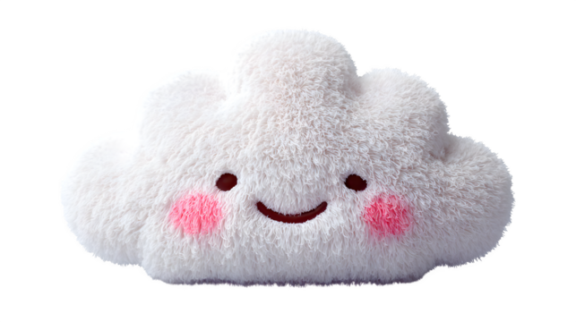 Smiling Cloud Plushie, isolated on transparent background