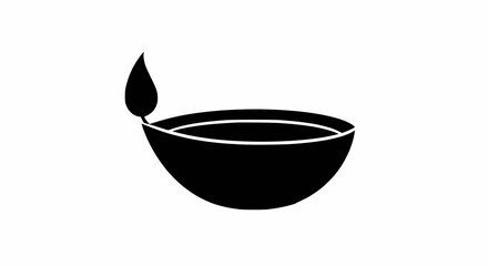 Black Diwali Diya: Simple Vector Icon for Festive Designs