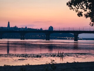 Fototapeta premium sunset over the river