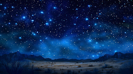 Naklejka premium Starry Night Desert Landscape
