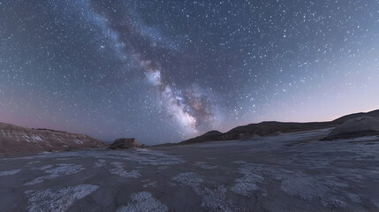 Milky Way Over Desert Landscape At Night