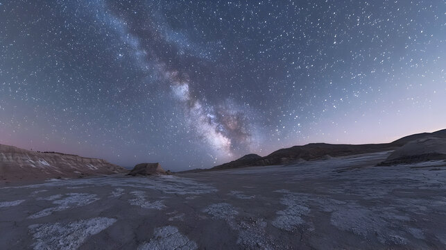 Milky Way Over Desert Landscape At Night