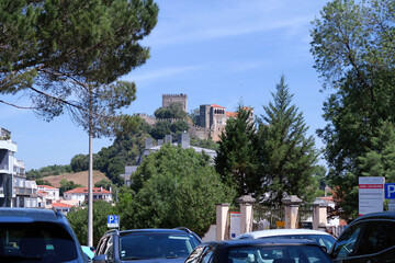 Leiria, Portugal. Leiria Castle was built in a dominant position to the north, overlooking the town and the River Lis.