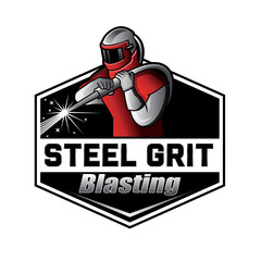 Steel Grit Blasting Emblem &ndash; Industrial Surface Preparation Badge for Metalwork