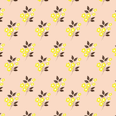 Seamless floral natural abstract pattern white background