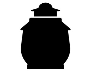 Simple Black Silhouette of a Decorative Jar with a Lid on Top