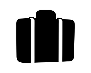 Simple black and white luggage icon for travel and vacation planning