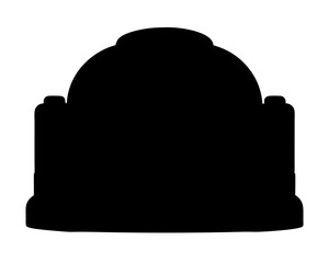 Silhouette of a classical memorial monument or gravestone with intricate details and curves