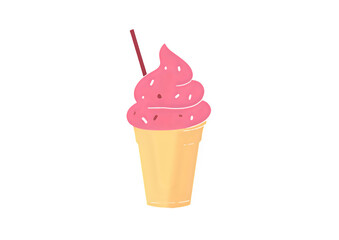 strawberry ice cream illustration