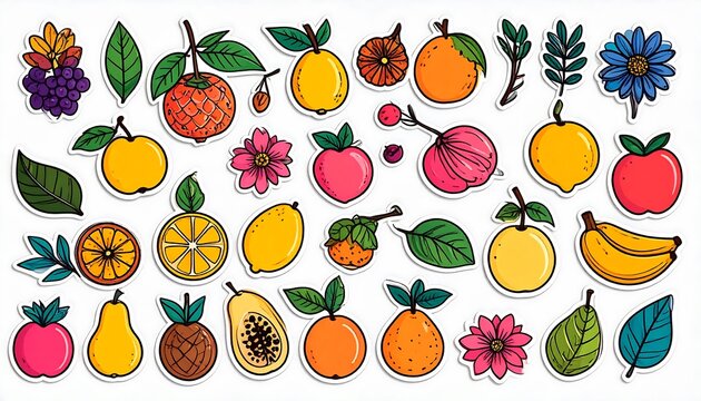 Colorful fruit stickers