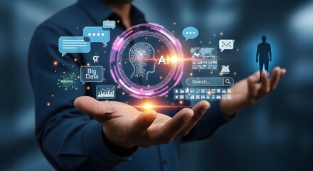 Fototapeta premium Ai artificial intelligence technology concept for business and digital transformation