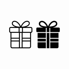 Gift Box Icon Set – Outline and Solid Present Symbol Vector