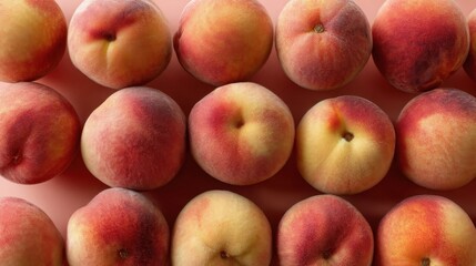 Fresh peaches arranged neatly.