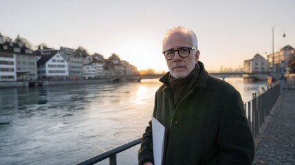 Man by Zürich’s Limmat River.