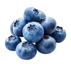 A pile of fresh ripe blueberries isolated on transparent background