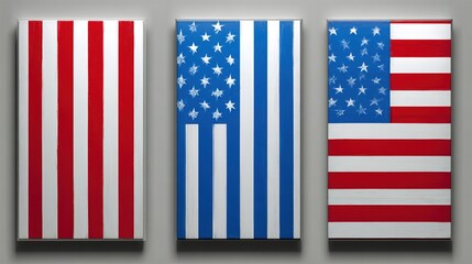 Obraz premium Painted American Flag Art Panels Red White and Blue