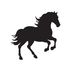 Shetland pony silhouette. A black silhouette image of a Shetland pony, also known as a small horse breed, symbolizing rustic charm and equestrian beauty. Vector clipart black illustration design eps10