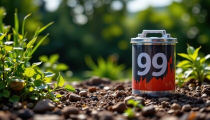 Innovative Energy Storage Battery Deployment in Nature Outdoor Photography Vibrant Green Environment