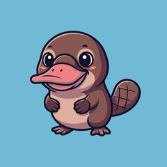  A cute happy lovely platypus cartoon illustration