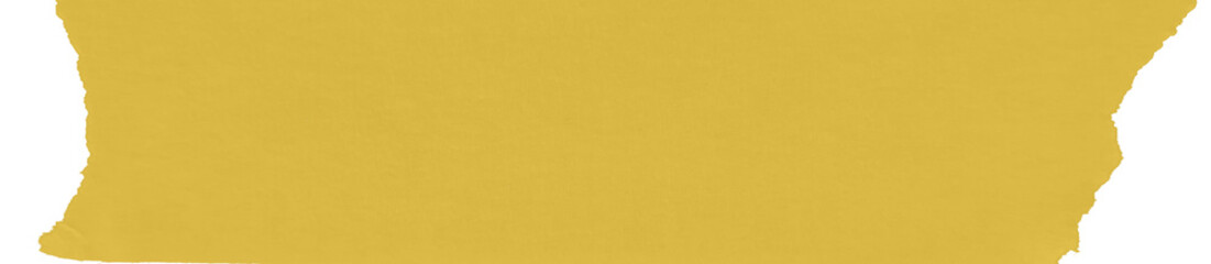 Realistic yellow masking tape element with rough natural torn edge for creative photo frames, digital scrapbooking, DIY craft layouts, stationery design, and graphic art elements

