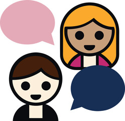 The four people gesture on the white background