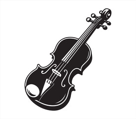 Obraz premium Violin Silhouette – Black and White Musical Instrument Illustration