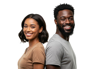 Happy couple smiling isolated on transparent background