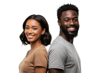 Happy couple smiling isolated on transparent background