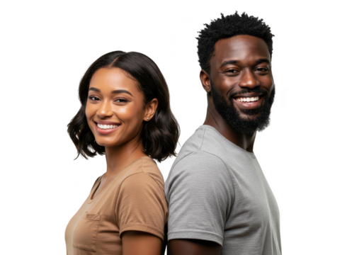 Happy couple smiling isolated on transparent background