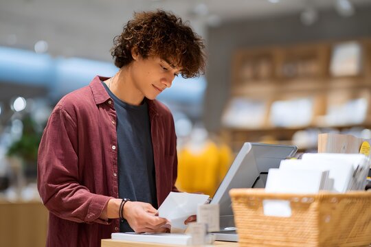 Young customer making a purchase at a retail store Generative AI