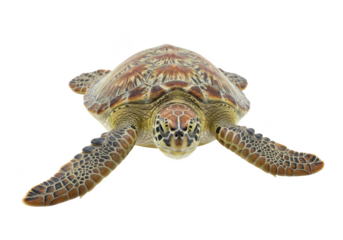 Green sea turtle swimming isolated on transparent background
