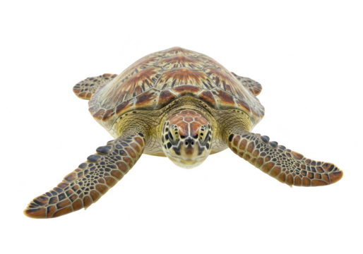 Green sea turtle swimming isolated on transparent background