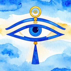 Ancient Amulet Represented in Watercolor Style