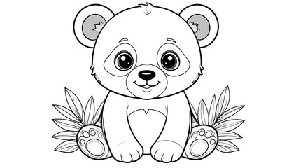 Obraz premium Cute panda cartoon coloring page
