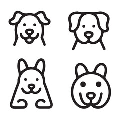 Fototapeta premium Dog and Pet Care Icon Set – Minimal Black Outline Vector Collection