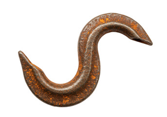 Rusty metal hook isolated on transparent background