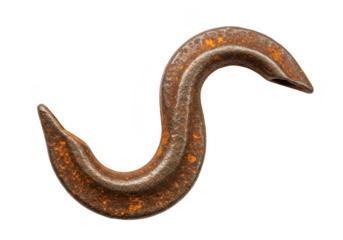 Rusty metal hook isolated on transparent background
