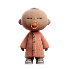 Whimsical cartoon baby character wearing a cozy outfit isolated on transparent background