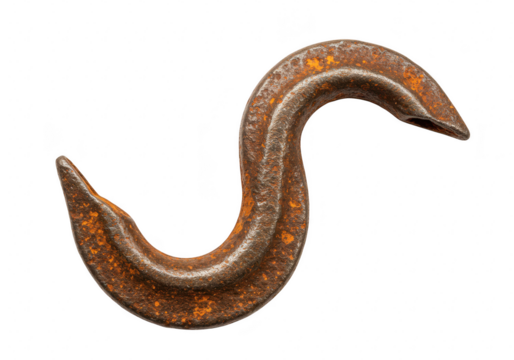 Rusty metal hook isolated on transparent background