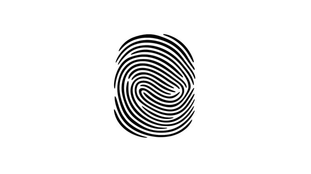 A grayscale image showcasing a detailed fingerprint pattern against a transparent background centered in frame