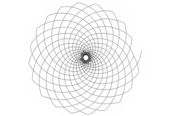 Swirling geometric pattern radiating intricate lines toward central point, generating dynamic visual depth on transparent surface