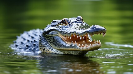 Obraz premium Close-up of an alligator's head and upper body.