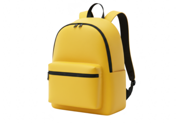 A yellow backpack with black trim isolated on transparent background